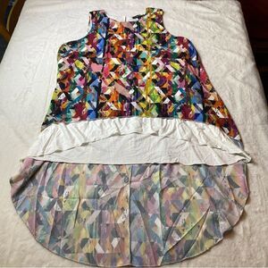 Pamela McCoy Sleeveless High Low Hem Abstract Color Tank Size XL